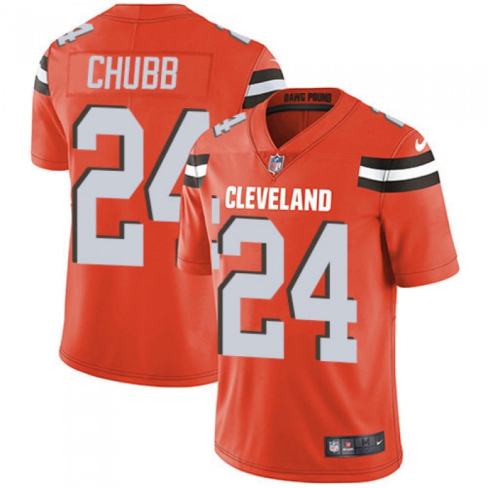 Youth Nike Browns 24 Nick Chubb Orange Alternate Stitched NFL Vapor Untouchable Limited Jersey