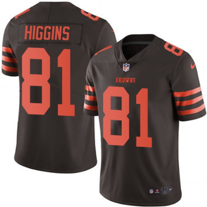 Men's Nike Cleveland Browns #81 Rashard Higgins Limited Brown Rush Vapor Untouchable NFL Jersey