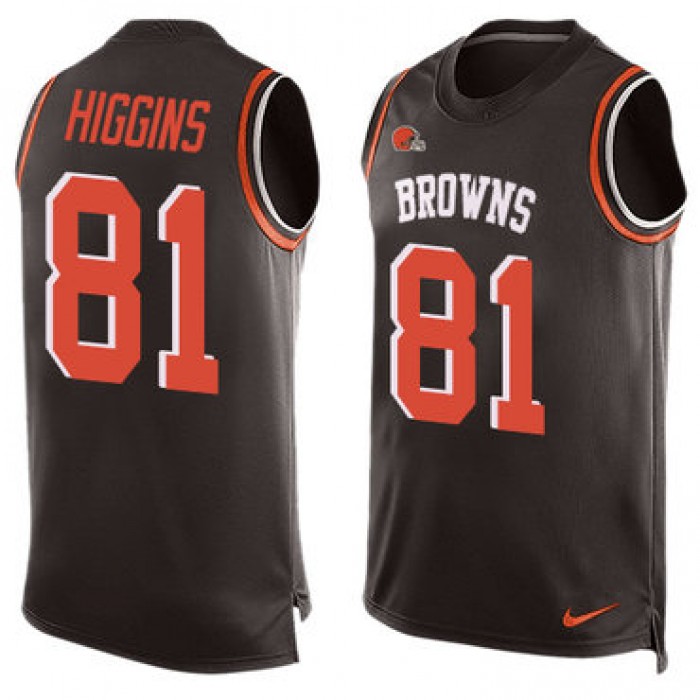 Men's Nike Cleveland Browns #81 Rashard Higgins Limited Brown Player Name & Number Tank Top NFL Jersey
