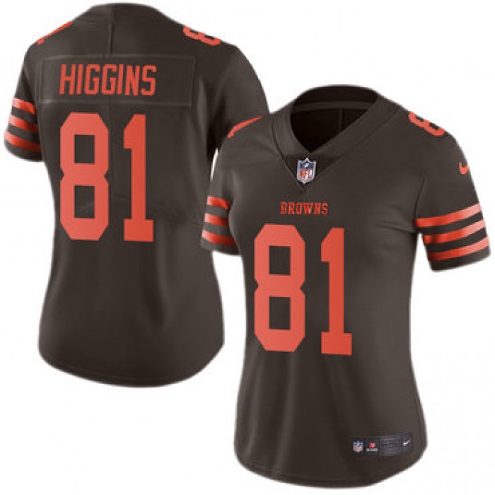 Women's Nike Cleveland Browns #81 Rashard Higgins Limited Brown Rush Vapor Untouchable NFL Jersey
