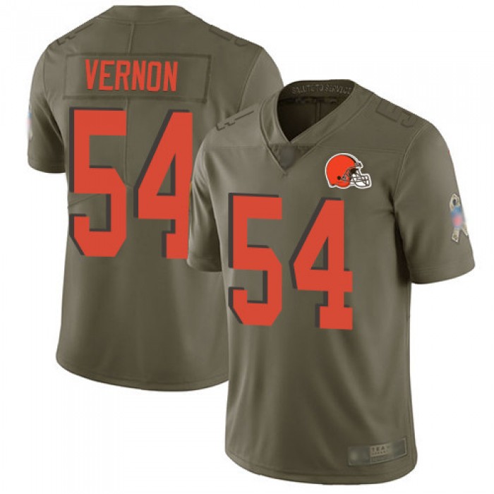 Men's Cleveland Browns #54 Olivier Vernon Olive Men's Stitched Football Limited 2017 Salute To Service Jersey