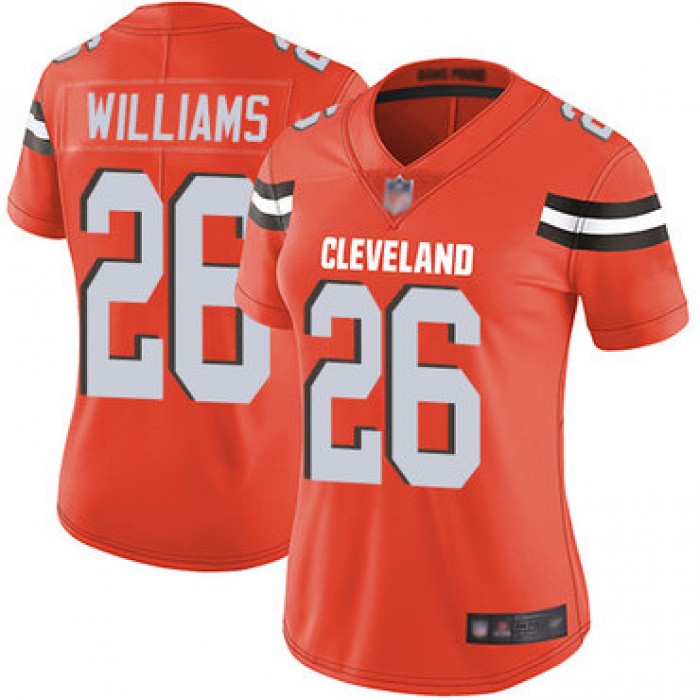Browns #26 Greedy Williams Orange Alternate Women's Stitched Football Vapor Untouchable Limited Jersey