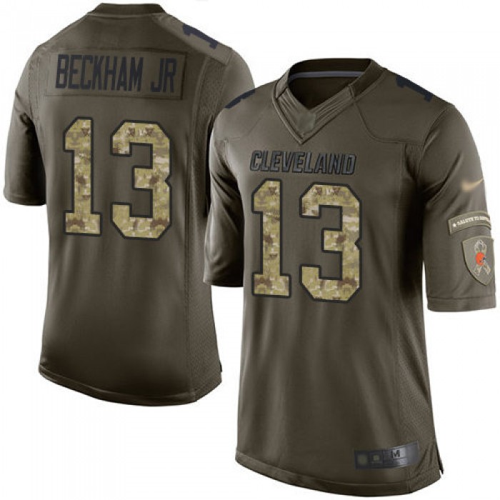 Browns #13 Odell Beckham Jr Green Men's Stitched Football Limited 2015 Salute to Service Jersey