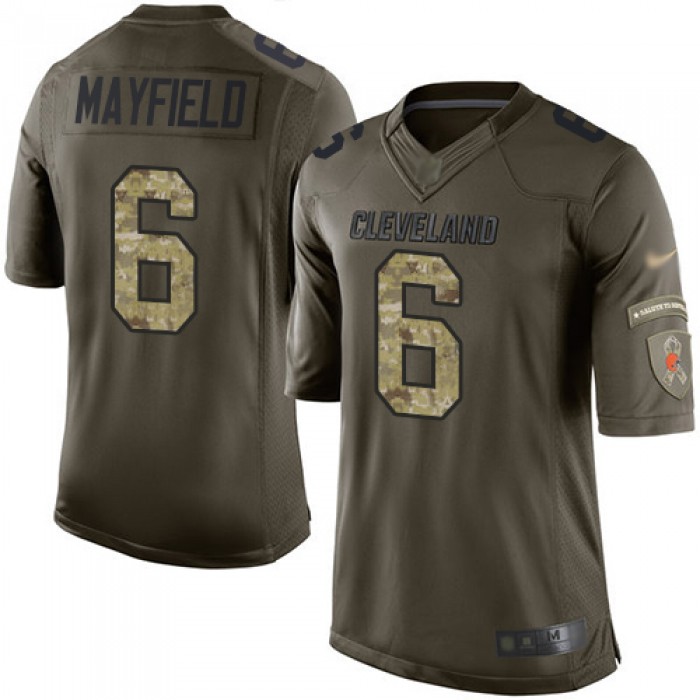 Browns #6 Baker Mayfield Green Men's Stitched Football Limited 2015 Salute to Service Jersey