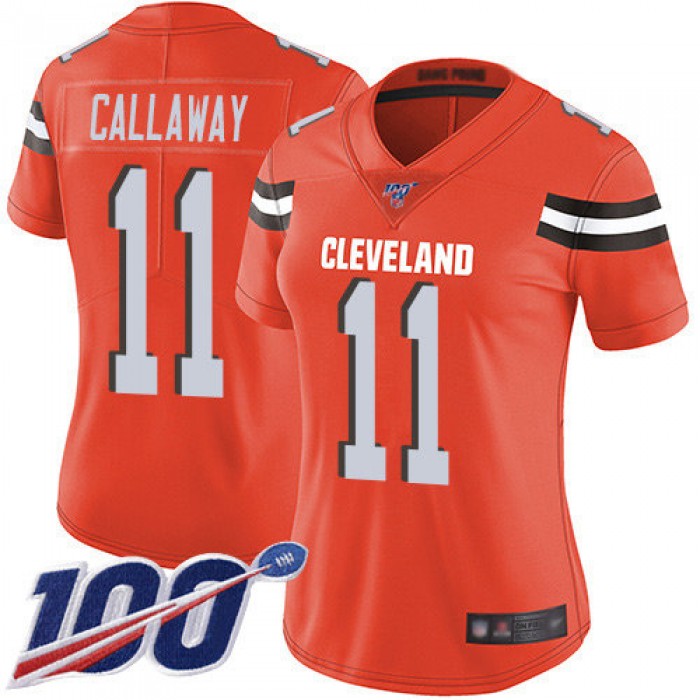 Nike Browns #11 Antonio Callaway Orange Alternate Women's Stitched NFL 100th Season Vapor Limited Jersey