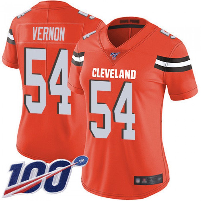 Nike Browns #54 Olivier Vernon Orange Alternate Women's Stitched NFL 100th Season Vapor Limited Jersey