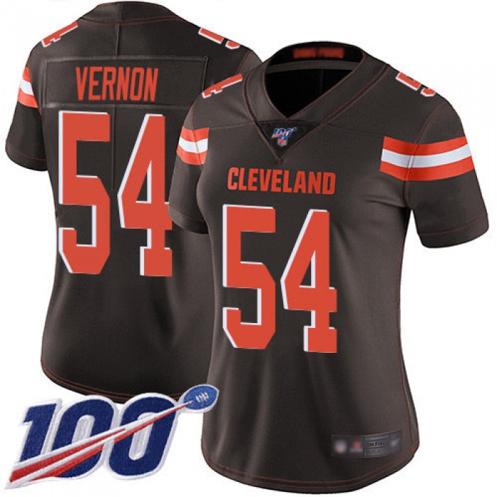 Nike Browns #54 Olivier Vernon Brown Team Color Women's Stitched NFL 100th Season Vapor Limited Jersey