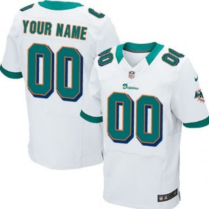 Men's Nike Miami Dolphins Customized White Elite Jersey