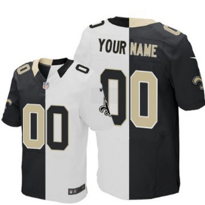 Men's Nike New Orleans Saints Customized Black/White Two Tone Elite Jersey