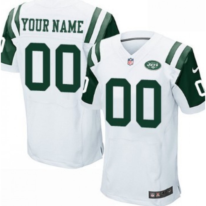 Men's Nike New York Jets Customized White Elite Jersey