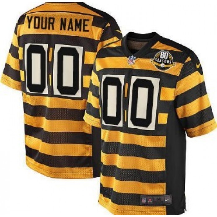 Kid's Nike Pittsburgh Steelers Customized Yellow With Black Throwback 80TH Jersey