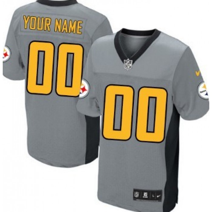 Men's Nike Pittsburgh Steelers Customized Gray Shadow Elite Jersey