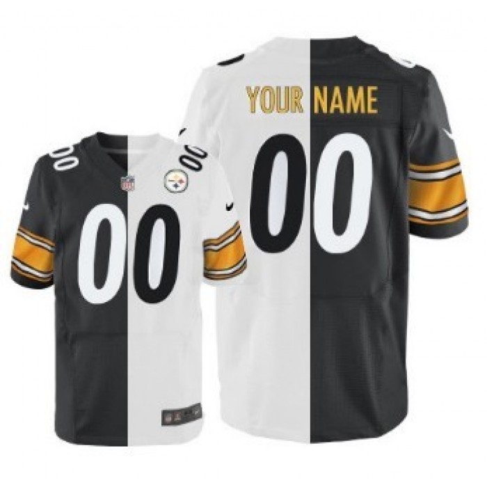 Men's Nike Pittsburgh Steelers Customized Black/White Two Tone Elite Jersey