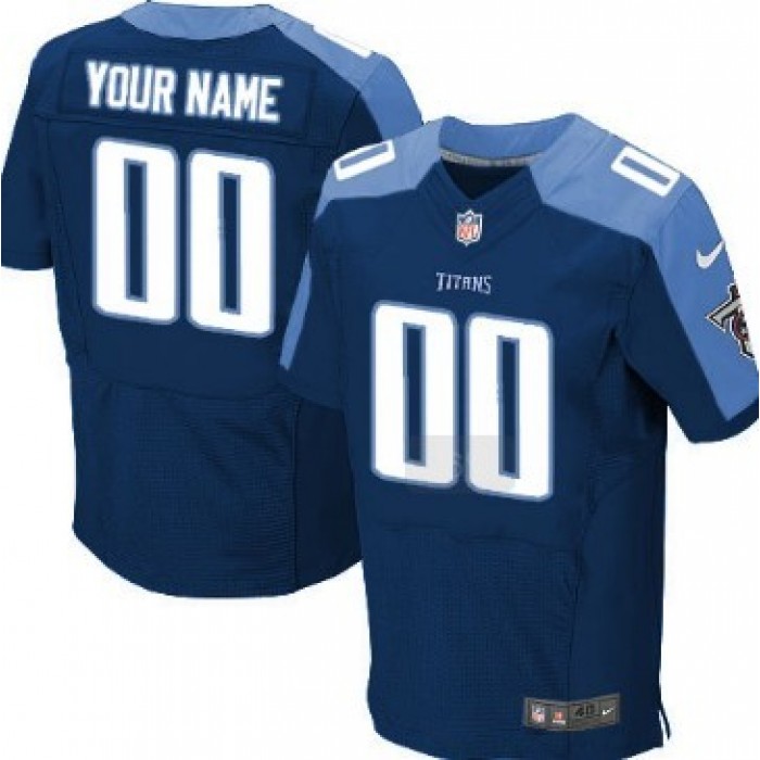 Men's Nike Tennessee Titans Customized Navy Blue Elite Jersey