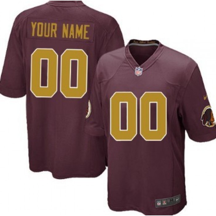 Kid's Nike Washington Redskins Customized Red With Gold Game Jersey