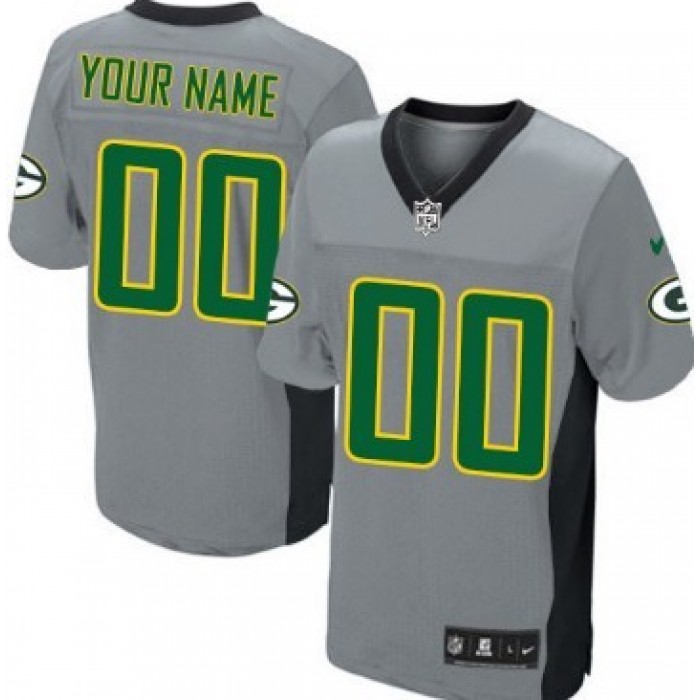 Men's Nike Green Bay Packers Customized Gray Shadow Elite Jersey