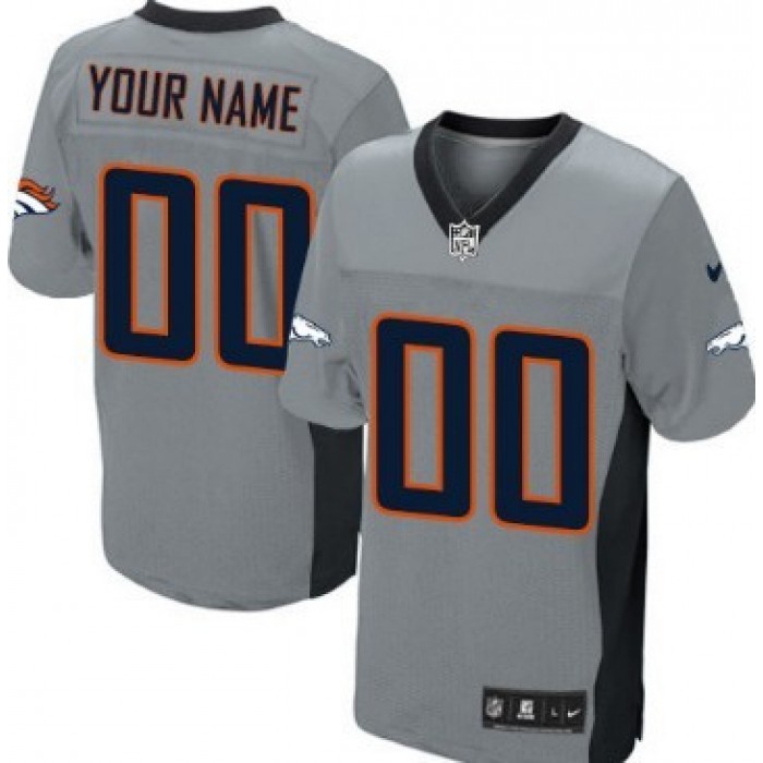 Men's Nike Denver Broncos Customized Gray Shadow Elite Jersey