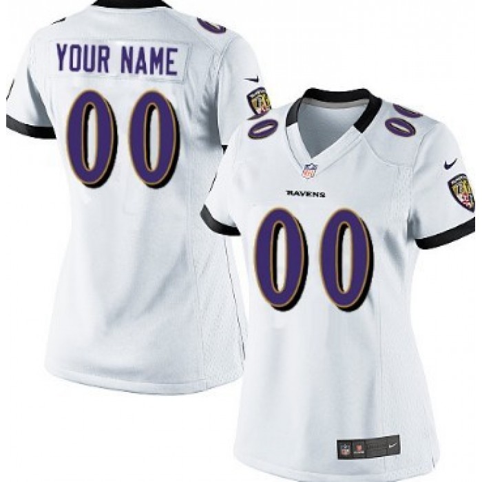 Women's Nike Baltimore Ravens Customized White Game Jersey