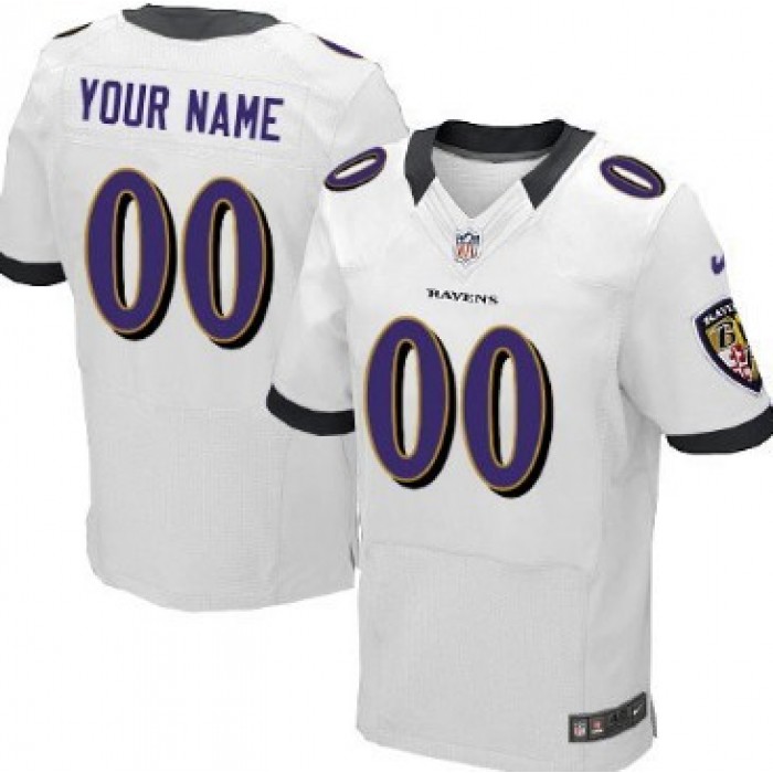 Men's Nike Baltimore Ravens Customized White Elite Jersey