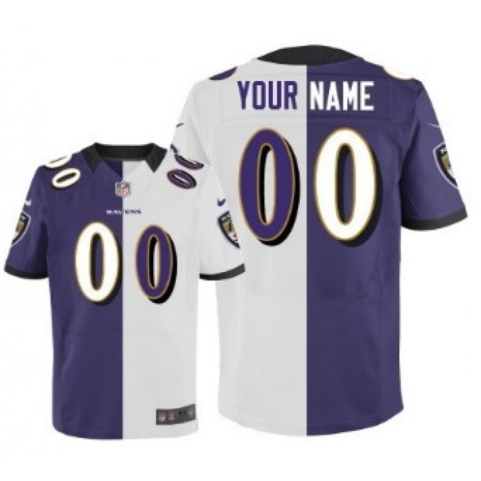 Men's Nike Baltimore Ravens Customized Purple/White Two Tone Elite Jersey