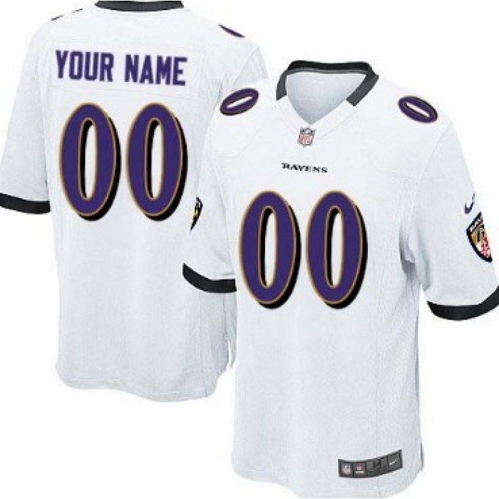 Men's Nike Baltimore Ravens Customized White Game Jersey