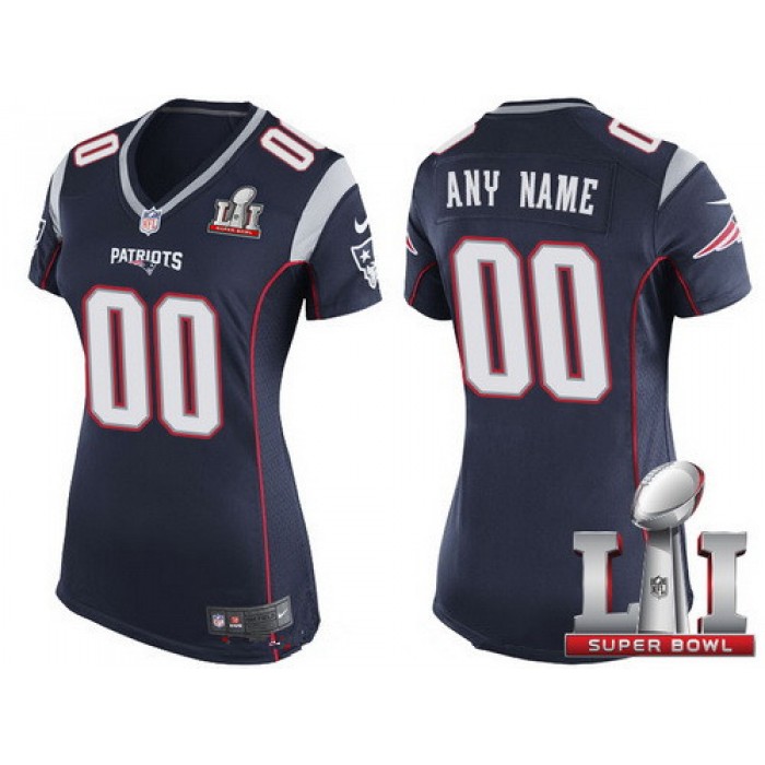 Women's New England Patriots Navy Blue 2017 Super Bowl LI NFL Nike Custom Game Jersey