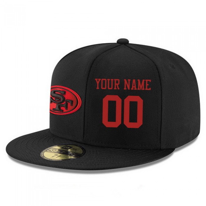 San Francisco 49ers Custom Snapback Cap NFL Player Black with Red Number Stitched Hat