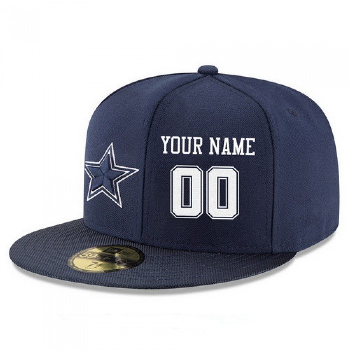 Dallas Cowboys Custom Snapback Cap NFL Player Navy Blue with White Number Stitched Hat