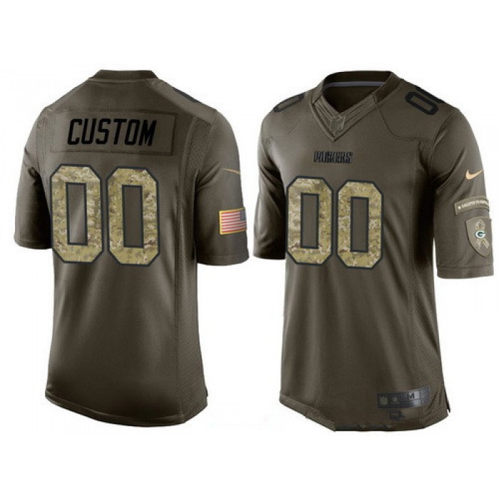Men's Green Bay Packers Custom Olive Camo Salute To Service Veterans Day NFL Nike Limited Jersey