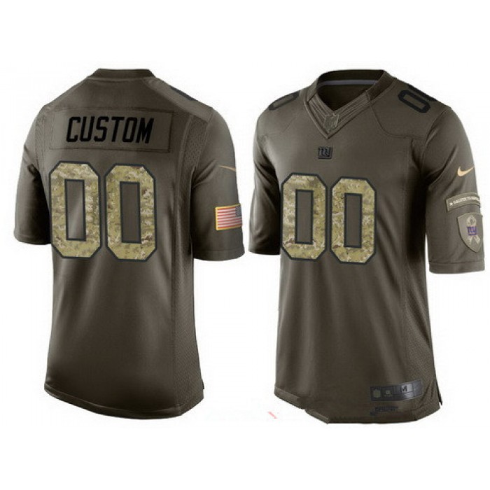Men's New York Giants Custom Olive Camo Salute To Service Veterans Day NFL Nike Limited Jersey