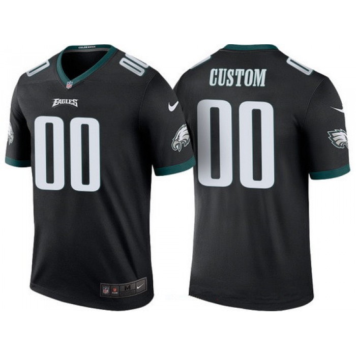 Men's Philadelphia Eagles Black Custom Color Rush Legend NFL Nike Limited Jersey