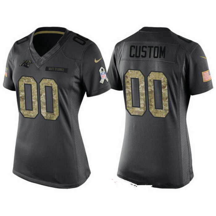Women's Carolina Panthers Custom Anthracite Camo 2016 Salute To Service Veterans Day NFL Nike Limited Jersey
