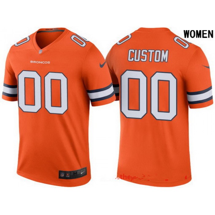 Women's Denver Broncos Orange Custom Color Rush Legend NFL Nike Limited Jersey