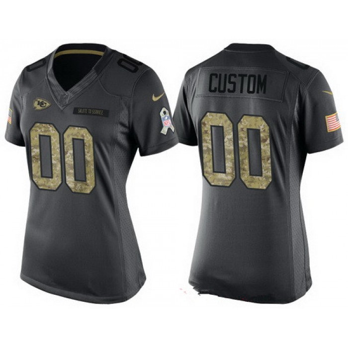 Women's Kansas City Chiefs Custom Anthracite Camo 2016 Salute To Service Veterans Day NFL Nike Limited Jersey