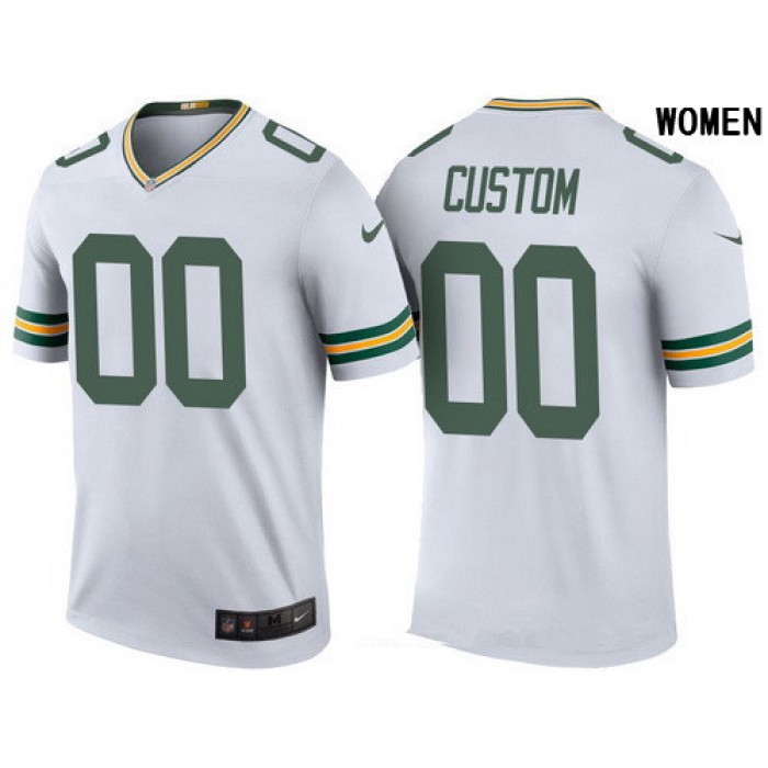 Women's Green Bay Packers White Custom Color Rush Legend NFL Nike Limited Jersey