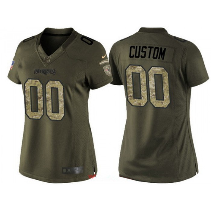 Women's New England Patriots Custom Olive Camo Salute To Service Veterans Day NFL Nike Limited Jersey