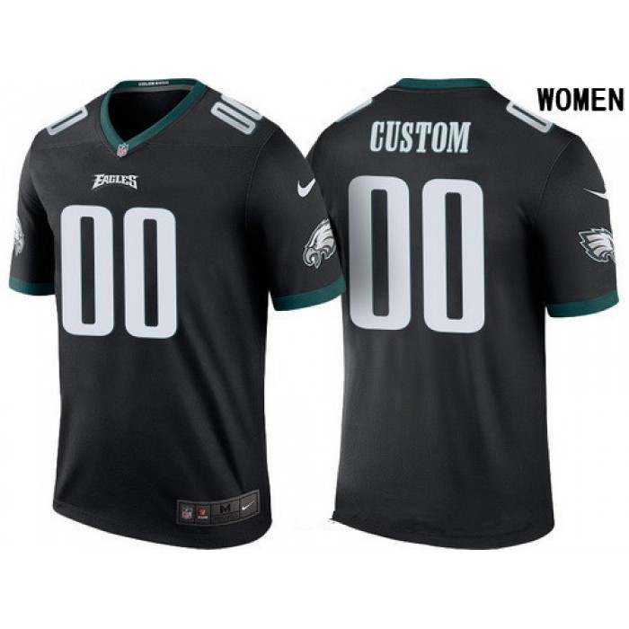 Women's Philadelphia Eagles Black Custom Color Rush Legend NFL Nike Limited Jersey