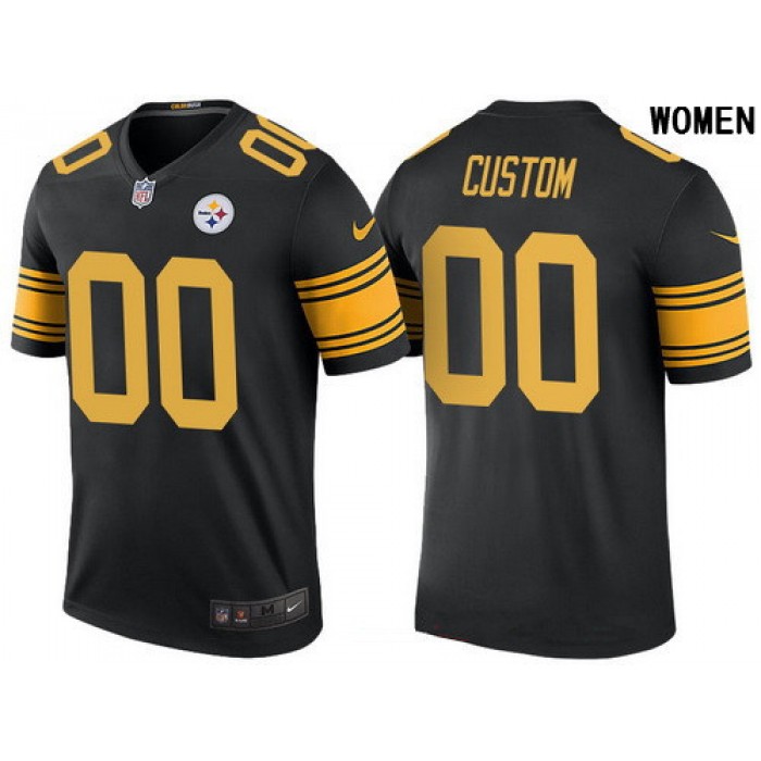 Women's Pittsburgh Steelers Black Custom Color Rush Legend NFL Nike Limited Jersey