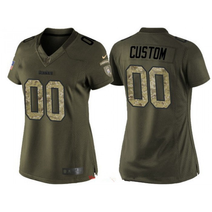 Women's Pittsburgh Steelers Custom Olive Camo Salute To Service Veterans Day NFL Nike Limited Jersey