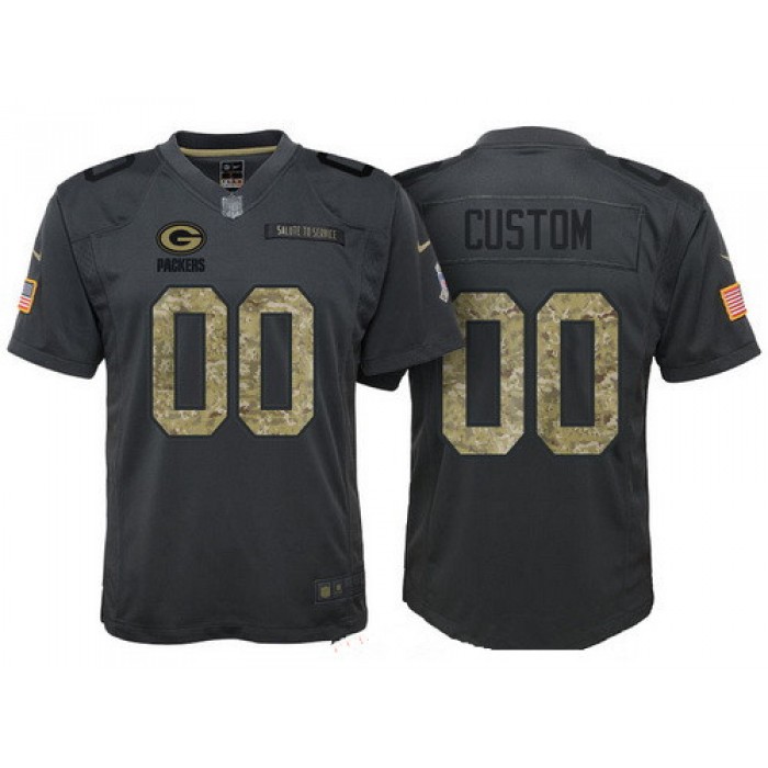 Youth Green Bay Packers Custom Anthracite Camo 2016 Salute To Service Veterans Day NFL Nike Limited Jersey