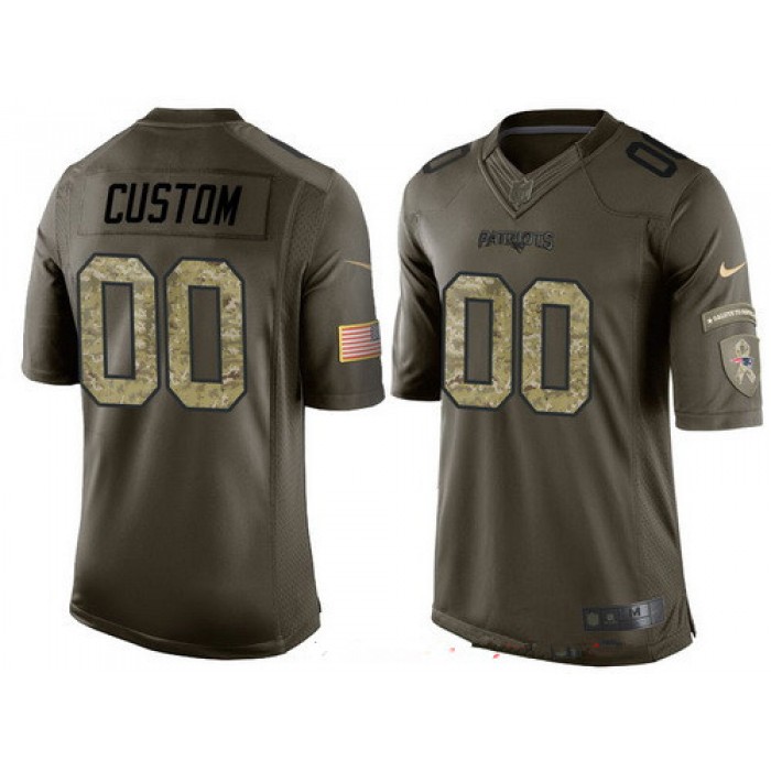 Youth New England Patriots Custom Olive Camo Salute To Service Veterans Day NFL Nike Limited Jersey