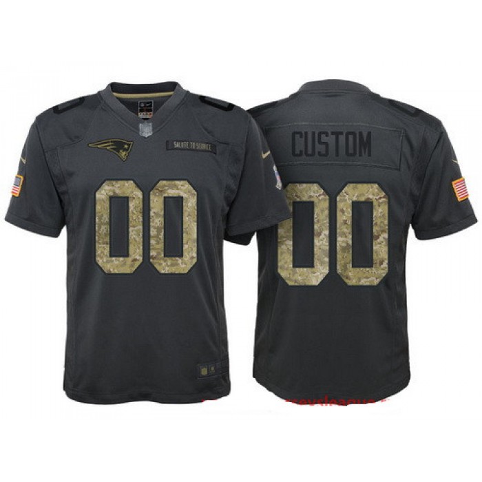 Youth New England Patriots Custom Anthracite Camo 2016 Salute To Service Veterans Day NFL Nike Limited Jersey