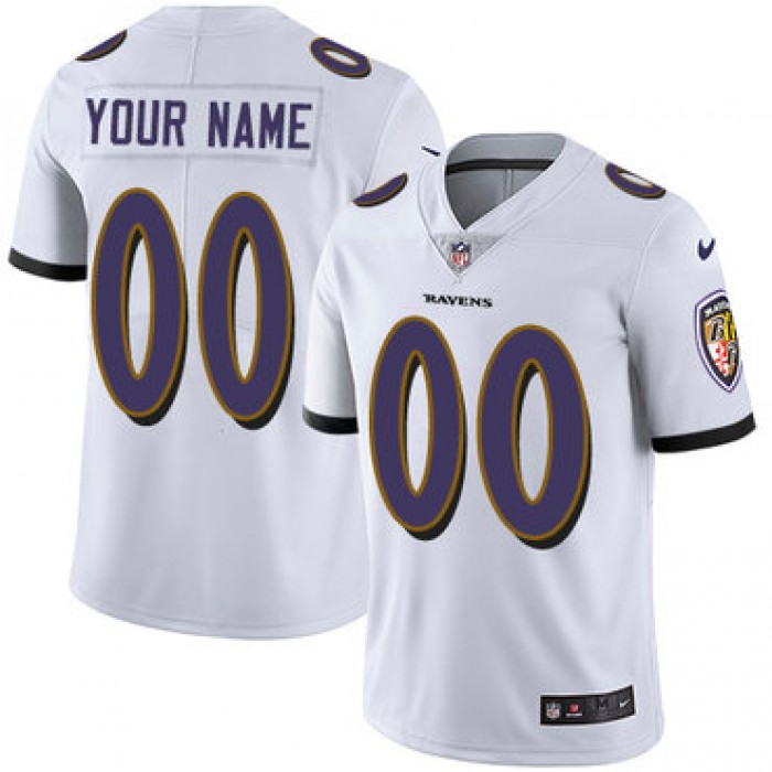 Men's Nike Baltimore Ravens White Customized Vapor Untouchable Player Limited Jersey