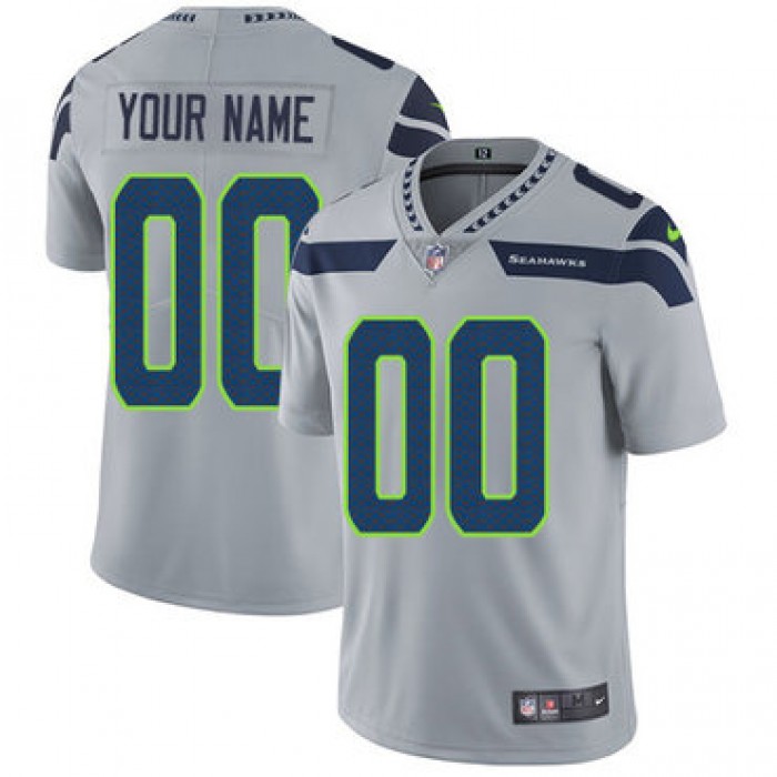 Men's Nike Seattle Sehawks Gray Customized Vapor Untouchable Player Limited Jersey