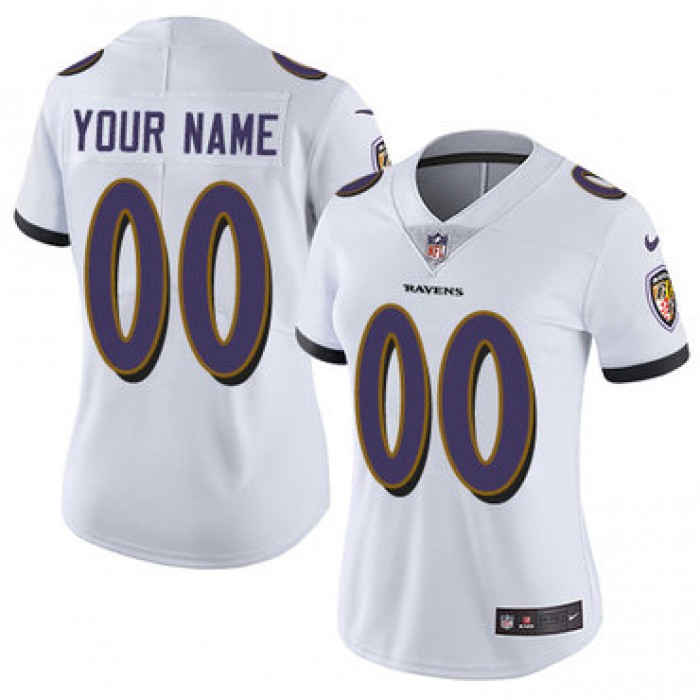 Women's Nike Baltimore Ravens White Customized Vapor Untouchable Player Limited Jersey