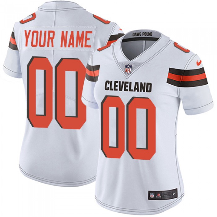 Women's Nike Cleveland Browns Road White Customized Vapor Untouchable Player Limited Jersey