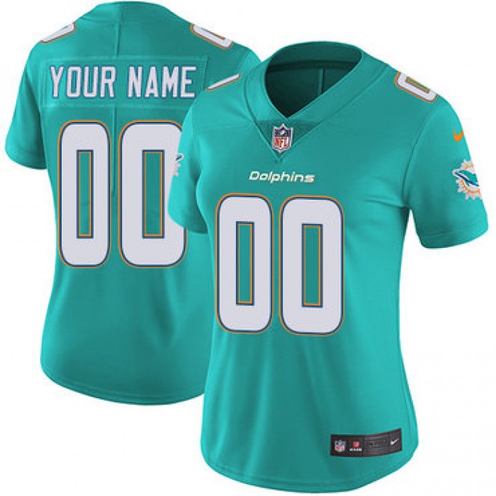 Women's Nike Miami Dolphins Home Aqua Green Stitched Customized Vapor Untouchable Limited NFL Jersey