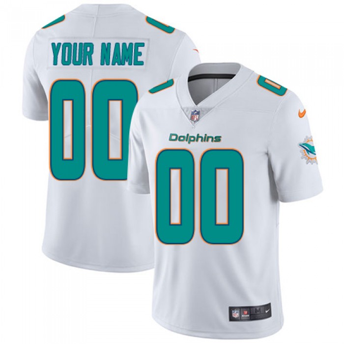 Youth Nike Miami Dolphins Road White Stitched Customized Vapor Untouchable Limited NFL Jersey
