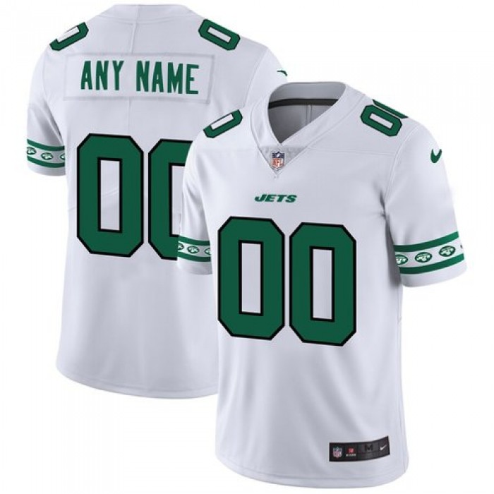 Men's New York Jets Custom Nike White Team Logo Vapor Limited NFL Jersey
