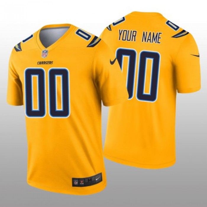 Men's Los Angeles Chargers Custom Gold Inverted Legend Jersey